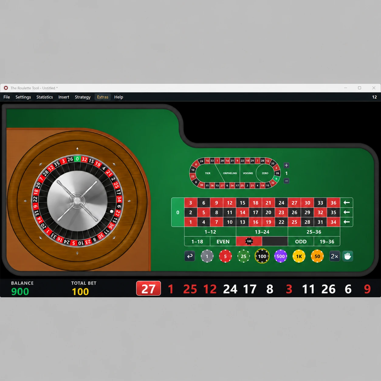Roulette Tool 2.0 software interface